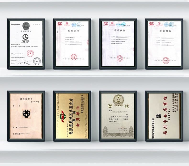 Yongxing Pump honors and certificate display